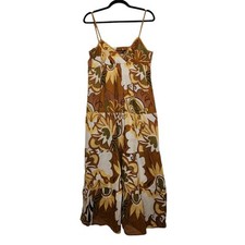 Vintage y2k Speed Central Medium Boho Western Maxi Dress Tank Brown Floral 