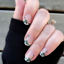 24Pcs St. Patrick's Day Press on Nails Short Square French Tip Fake Nails wit...