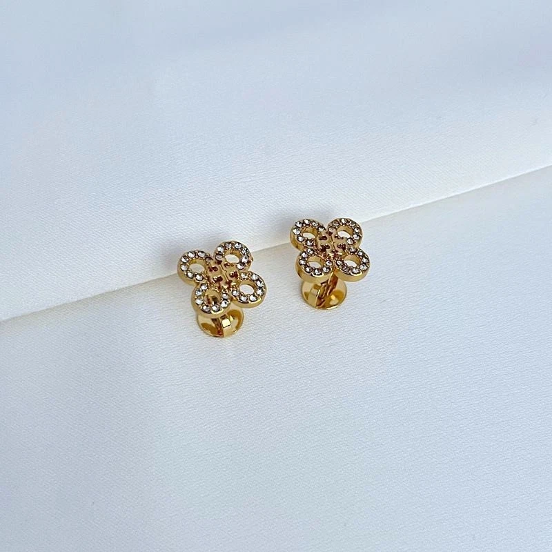 Новый Tory золото Pave логотип и клевер серьги-гвоздики с ювелирных изделий мешок размер: 1,1 * 1,1 см - Изображение 2 из 3