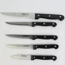 Set of 5 Master Chef Dura Cut Knives 3 Steak 1 Paring 1 Utility
