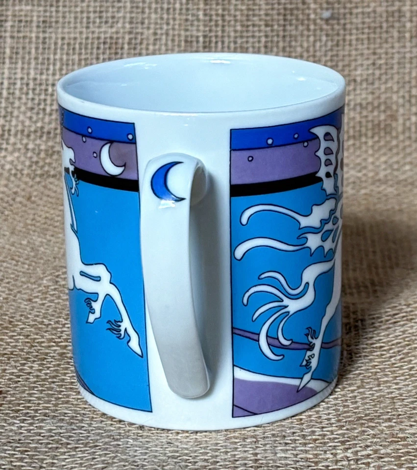Vintage Pegasus Unicorn Coffee Mug Cup Blue Purple 1980s Fun Fantasy Mythology - Image 2 of 4