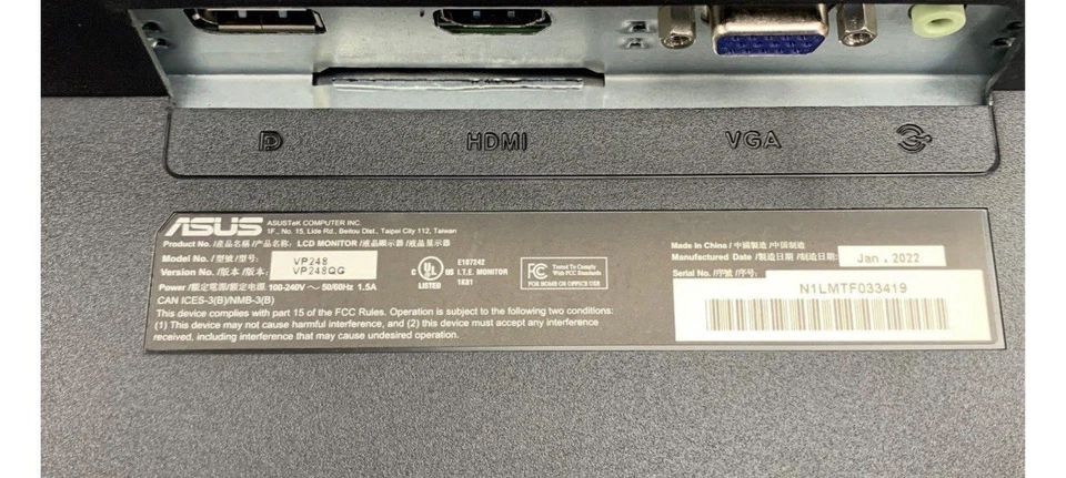 New ASUS VP248QG 24" TN 75Hz HD Gaming Monitor, 16:9, FreeSync, 1ms,No Stand  GS - Image 4 of 4