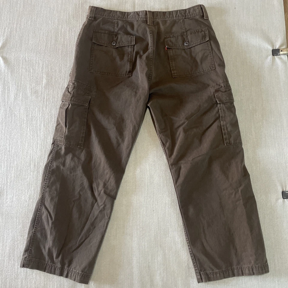 Pantalones cargo vintage Levis para hombre 38x30 marrón sueltos rectos ropa de trabajo utilitaria Y2K Foto 2 de 4