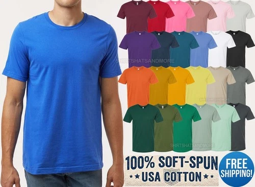 Men's 100% Soft-Spun USA Cotton T-Shirt High Quality Short Sleeve Tee XS-5XL NEW