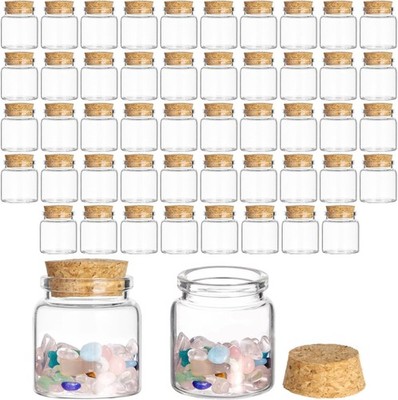 48 Pcs Mini Glass Bottles with Cork, 50ml Mini Candy Vials, Decorative