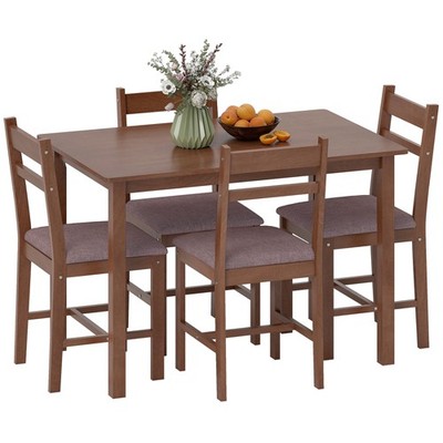 5-Piece Dining Table Set for 4, Kitchen Table and Chairs Light Brown