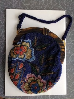 Wunderschöne Antike Handtasche Beutel Damen mit BLUMEN Top Erhalten