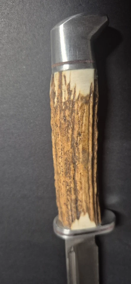 Cuchillo de caza Buck 117 Brahma hoja fija mango de asta de ciervo funda de cuero Foto 4 de 4