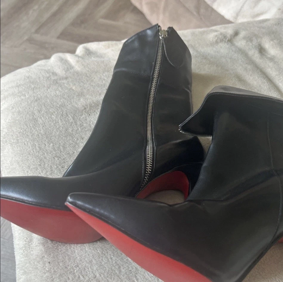 Christian Louboutin — Christian Louboutin Black Leather Mid Calf Pointed Stiletto Heels Boots UK7 EU40