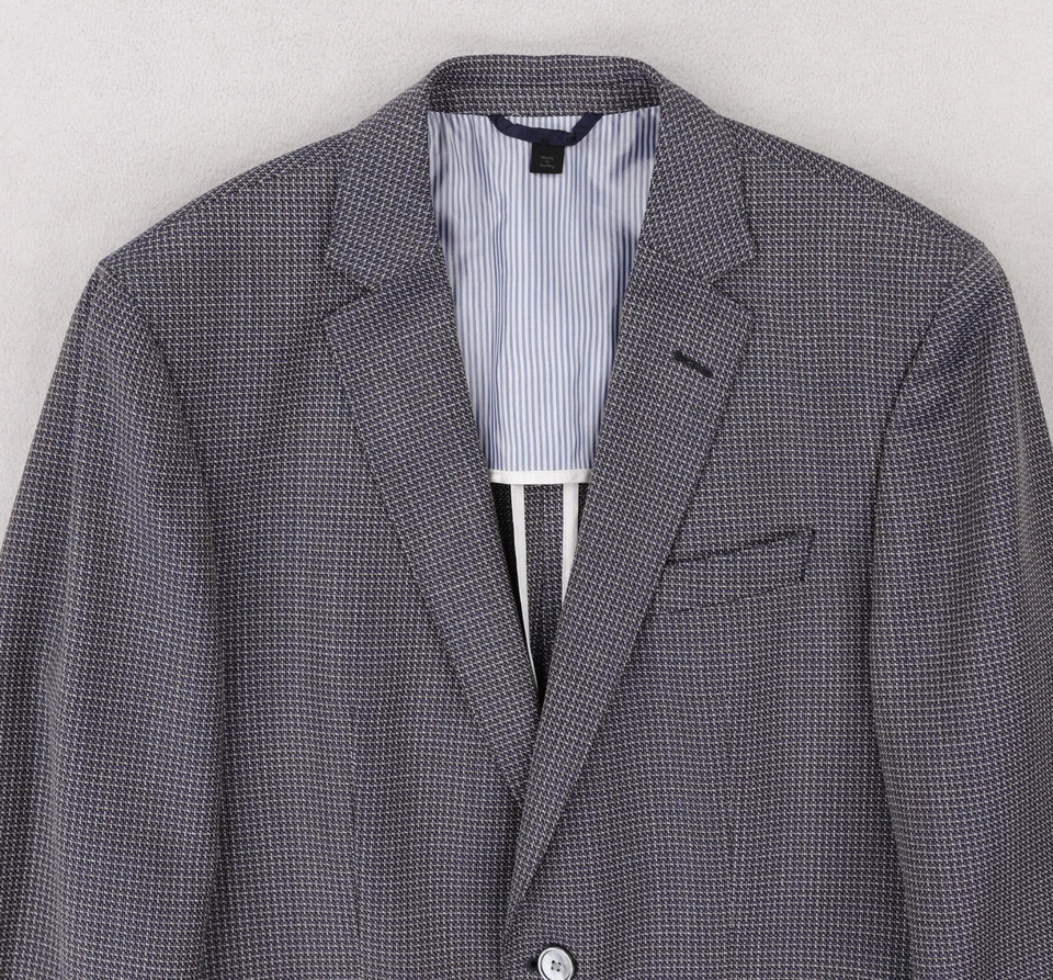 HUGO BOSS Hartley 2 Wool Slim Fit Sport Coat 36S Blue Gray Tan Basketweave - Image 3 of 4