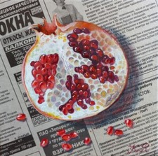 Natura morta "Melograno", dipinto ad olio 6x6"