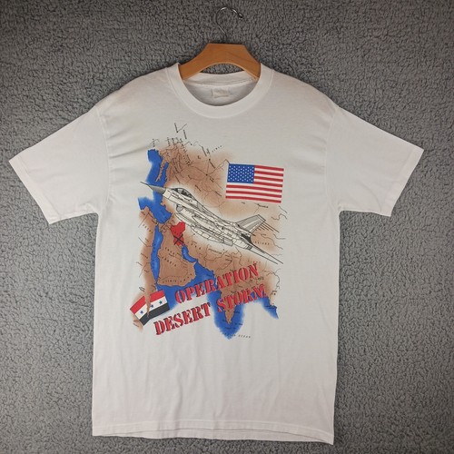 Camiseta De Colección Operación Tormenta del Desierto USAF Avión de Combate Gráfico Blanca L Hecha en EE. UU. - Imagen 1 de 6