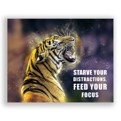 Tiger Focus Motivational Poster Art Print Office School Classroom Decor Success