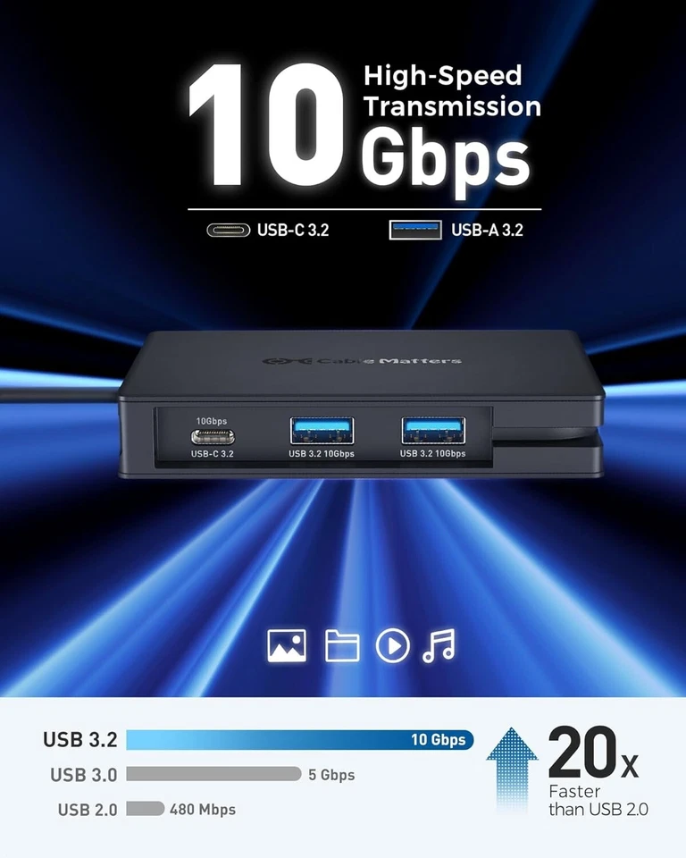 Cable Matters 8-in-1 Portable 40Gbps USB4 Hub (USB 4 Dock) Dual DisplayPort 4K@6 - Image 3 of 4