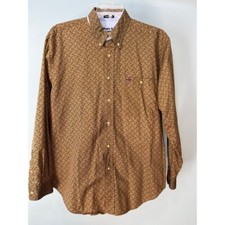 Vintage Bugle Boy Long Sleeve Button Down Dress Shirt Men's Med Geometric