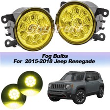 Pair Led Front Bumper Yellow Fog Lights Lamp Bulbs For 2015-2018 Jeep Renegade