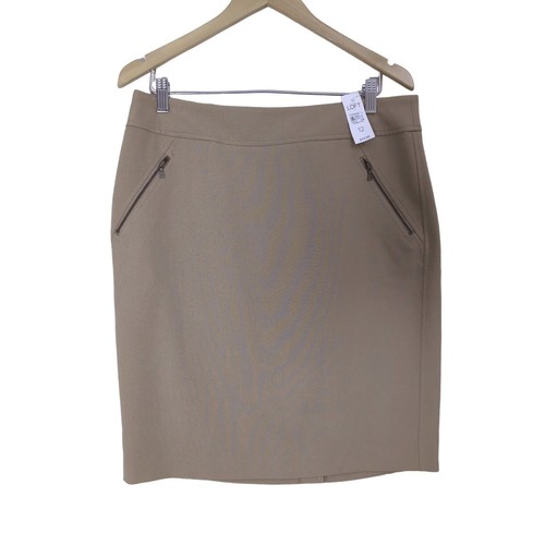 Ann Taylor LOFT Pencil Skirt Womens 12 Tan Above Knee Stretch Career Classic