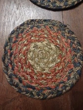 Rust Black and Natural JUTE TRIVET 8" Round Natural Country Rustic Cabin Lodge
