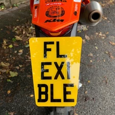 FLEXIBLE Large TAPERED SHOW NUMBER PLATE KTM EXC ENDURO MOTORCYCLE FLEXI REG