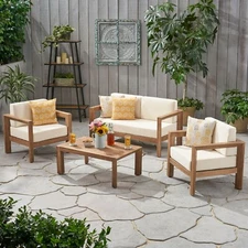 Rosemary Outdoor 4 Seater Acacia Wood Chat Set