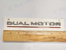 Chrome Red DUAL MOTOR Emblem Badge Fit For Tesla Model 3/Y Rear Trunk Liftgate