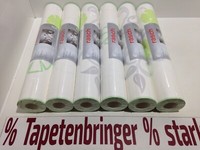Vliestapete Rasch 6X 497533 (6Rollen)Uni BläTtermuster Weiß GrüN Grau Restposten
