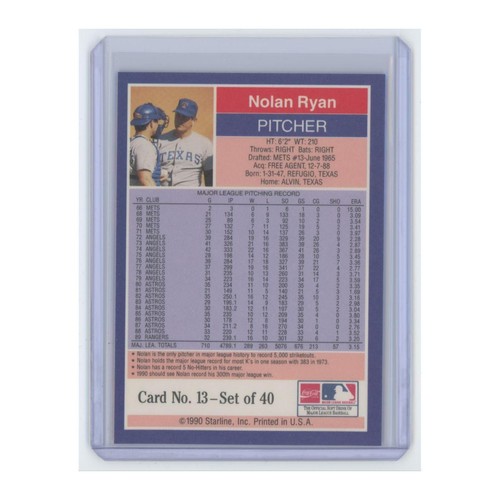 1990 Starline Nolan Ryan Rangers #13 - Picture 2 of 3