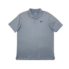 Nike Polo Shirt Mens M Cornflower Candy Blue Dri Fit Vapor Control Stripe Golf