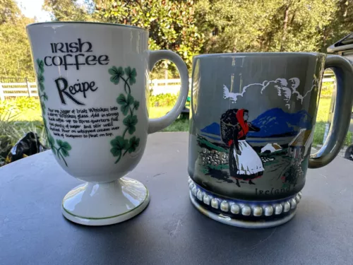 Vintage Wade Irish Porcelain Coffee Mug, Bonus Irish Recipe Coffee Cup