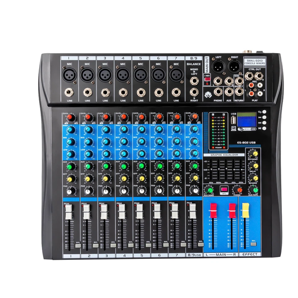 8 Channel Professional Bluetooth Live Studio Audio Mixer USB Mixing Console - Image 4 of 4