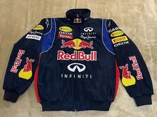 Adult F1 Vintage Racing Jacket, Ebroidered Cotton Padded ,Red Bull Jacket