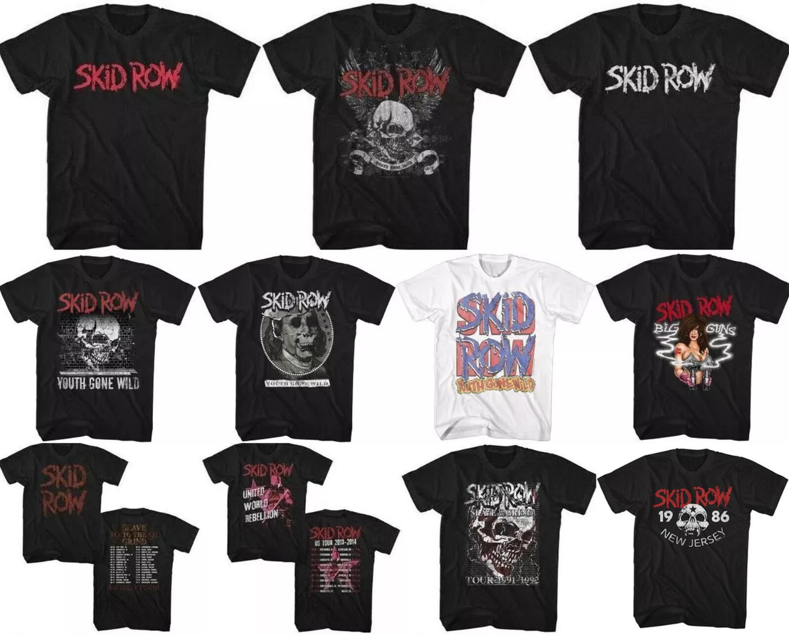 FILA T shirt con licenza Pre Sell Skid Row Rock Band musica