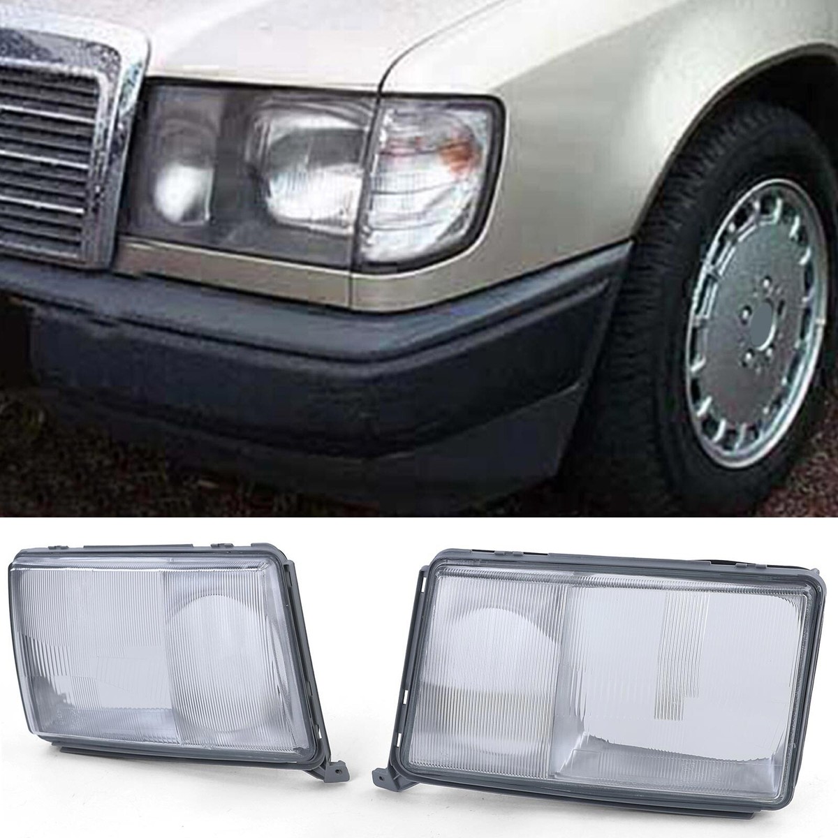 HEADLIGHT GLASS FOR MERCEDES E CLASS W124 08/1989-07/1993 MODEL