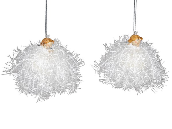 Formano HäNger Engel 2Er Set Weiß Silber Glitzer Kunststoff Herz Stern Winter-image