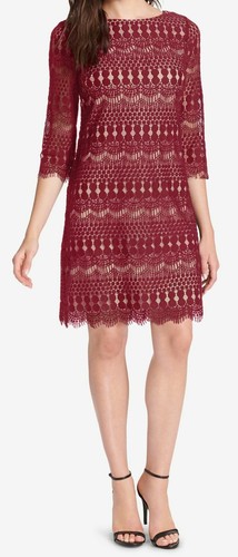 Jessica Howard Women's Illusion Lace Sheath Dress 16, Red