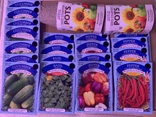 Lot Of 19 Non GMO American USA Seed Packs (Basil/Bell Pepper/Cucumbers/Peppers)