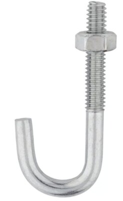 National Mfg. N232-884 1/4'' x 2-5/16''  Zinc Plated Steel J Bolt with Hex Nut