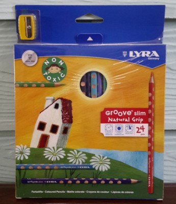 Pencils 24 Lyra Colour Assorted Groove slim Natural Grip Art drawing+1Sharpenner