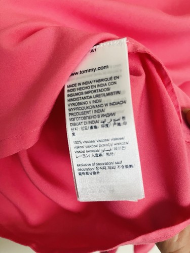 Tommy Hilfiger 100% Viscose Pink Top Blouse Buttoned, with logo - UK size 14 - Picture 7 of 10