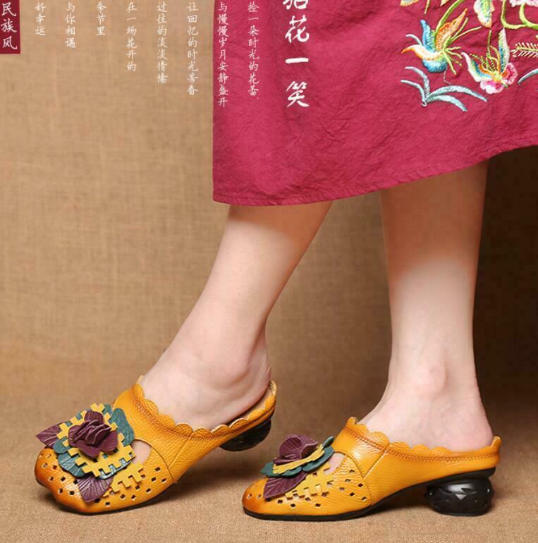 PANTOFOLA D’ORO Sandali a fiori fatti a mano comodi ciabatte cavi donna primavera estate mocassino D