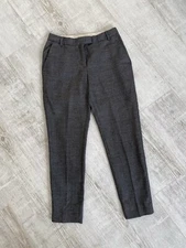 TOAST Womens Wool Linen Pleated Gray Dress Trousers Pants Size S