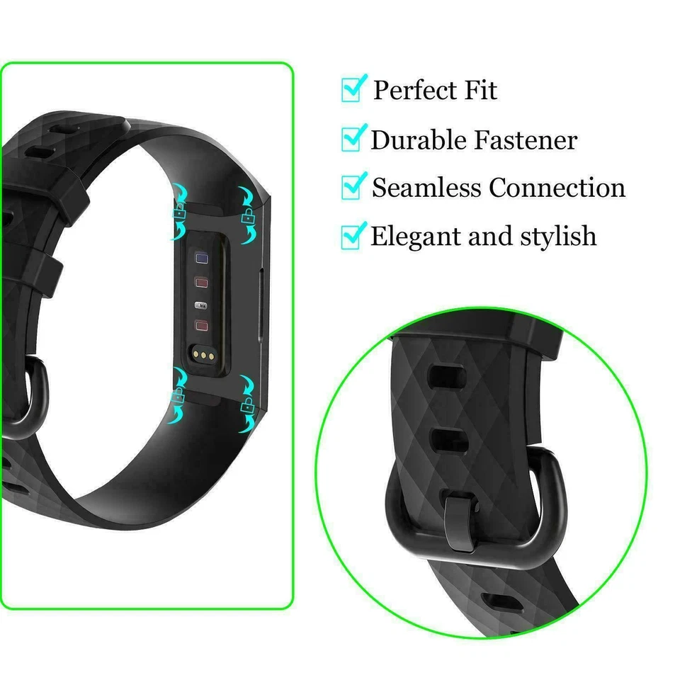 2x Correa de reloj deportiva suave correa de silicona pulsera para Fitbit Charge 3/Charge 4 Foto 3 de 4