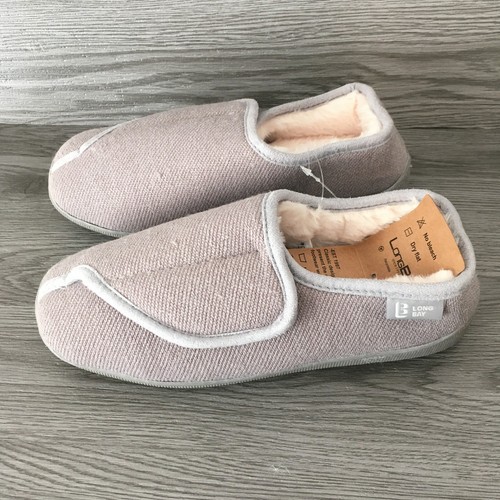 Womens Ladies Long Bay Memory Foam Slippers Grey uk Size 6 Indoor Outdoor - Picture 3 of 10