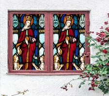 3D Crown Monk ZHUA375 Window Film Print Sticker Cling Stained Glass UV