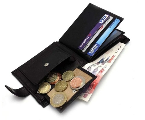 Mens RFID Blocking Genuine Leather wallet , Men Wallet with Snap Button - Picture 5 of 12