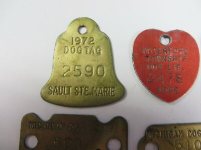 Vintage 1940's Lot Dog Tag License Tax Registration ALL MICHIGAN