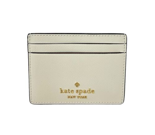 Kate Spade Madison Small Slim Card Holder Meringue Saffiano Leather Wallet KI368