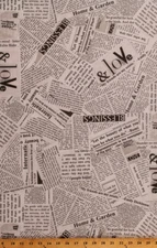 Newspapers Articles Clippings Print Wonder Story Cotton Fabric Print BTY D506.48