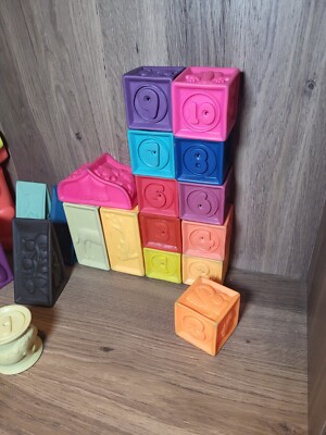 B. toys SOFT Squeeze Baby Blocks 48 Building Toddlers Educational