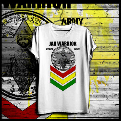 Reggae t-shirt Roots Rock Rasta Flag Jah Rastafari Haile Selassie I Warrior